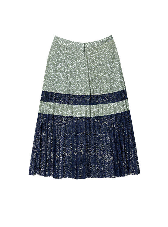 Dot Lace Pleated Skirt in D/Mint_VW0SS0860