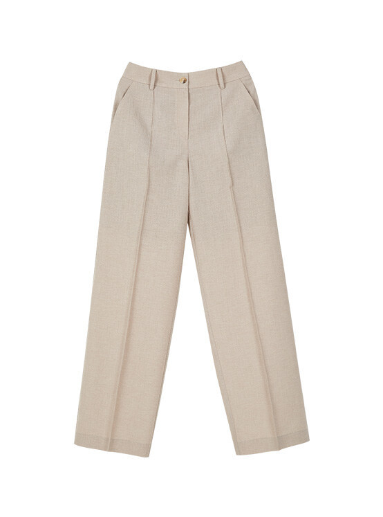 Pintuck Stitched Pants in Beige_VW0SL1040