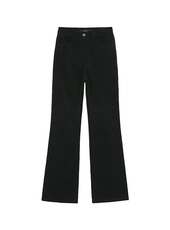 Semi Boot-cut Corduroy Pants in Black VW1WL118-10