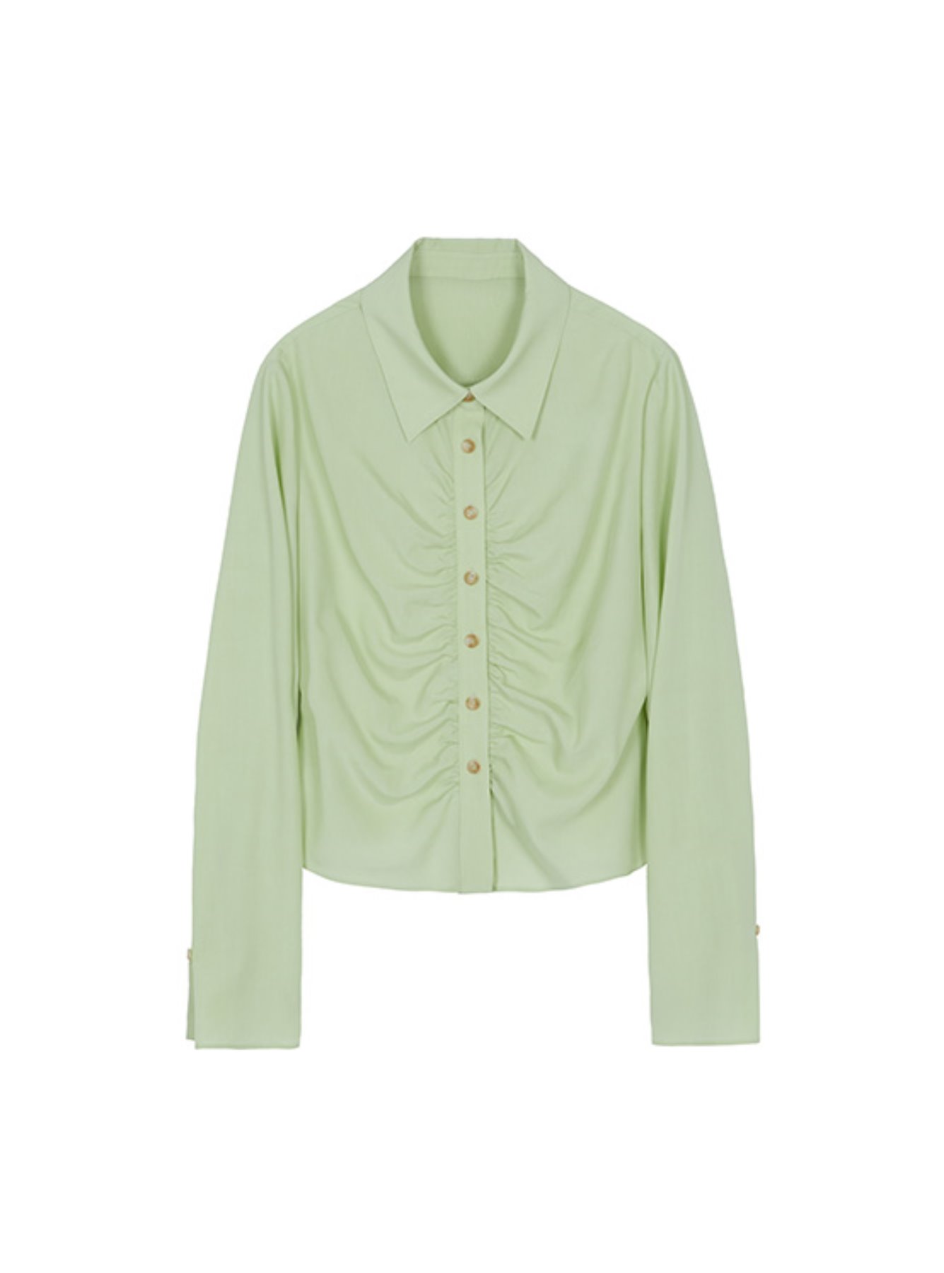 Front Shirring Blouse in Green VW2SB152-32