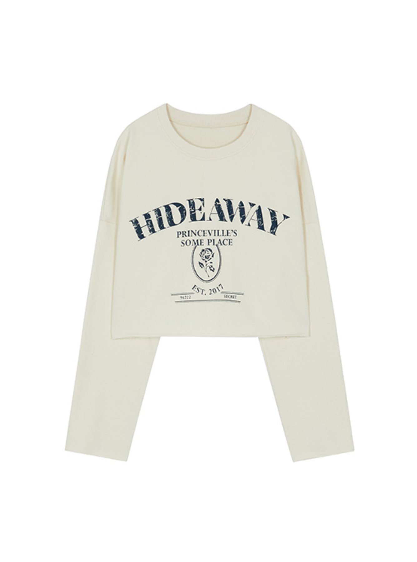 HIDEAWAY Print Cropped Sweatshirt in Ivory VW2SE110-03