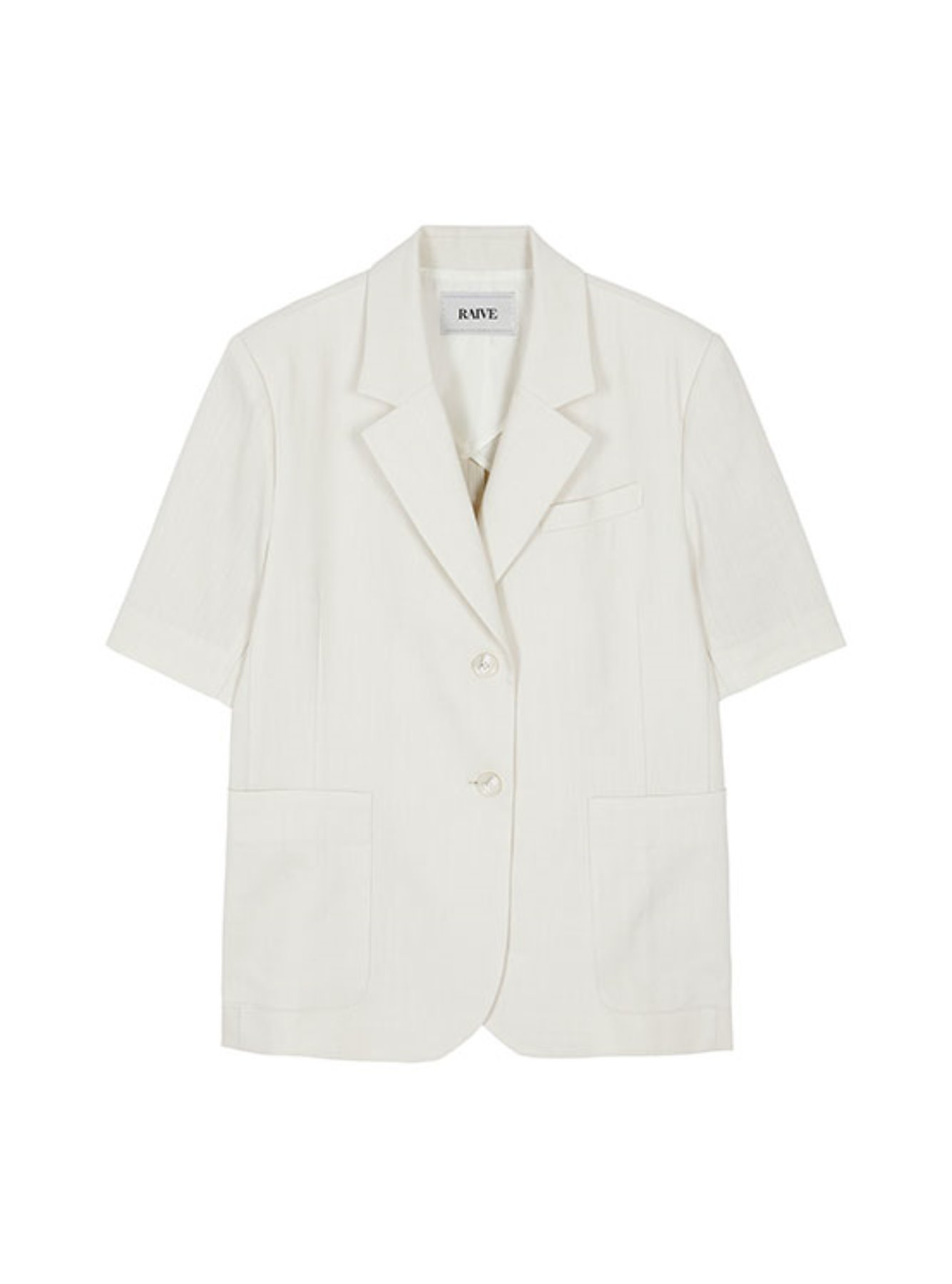 Linen-blend Short-sleeved Jacket in Ivory1 VW2MJ186-D0