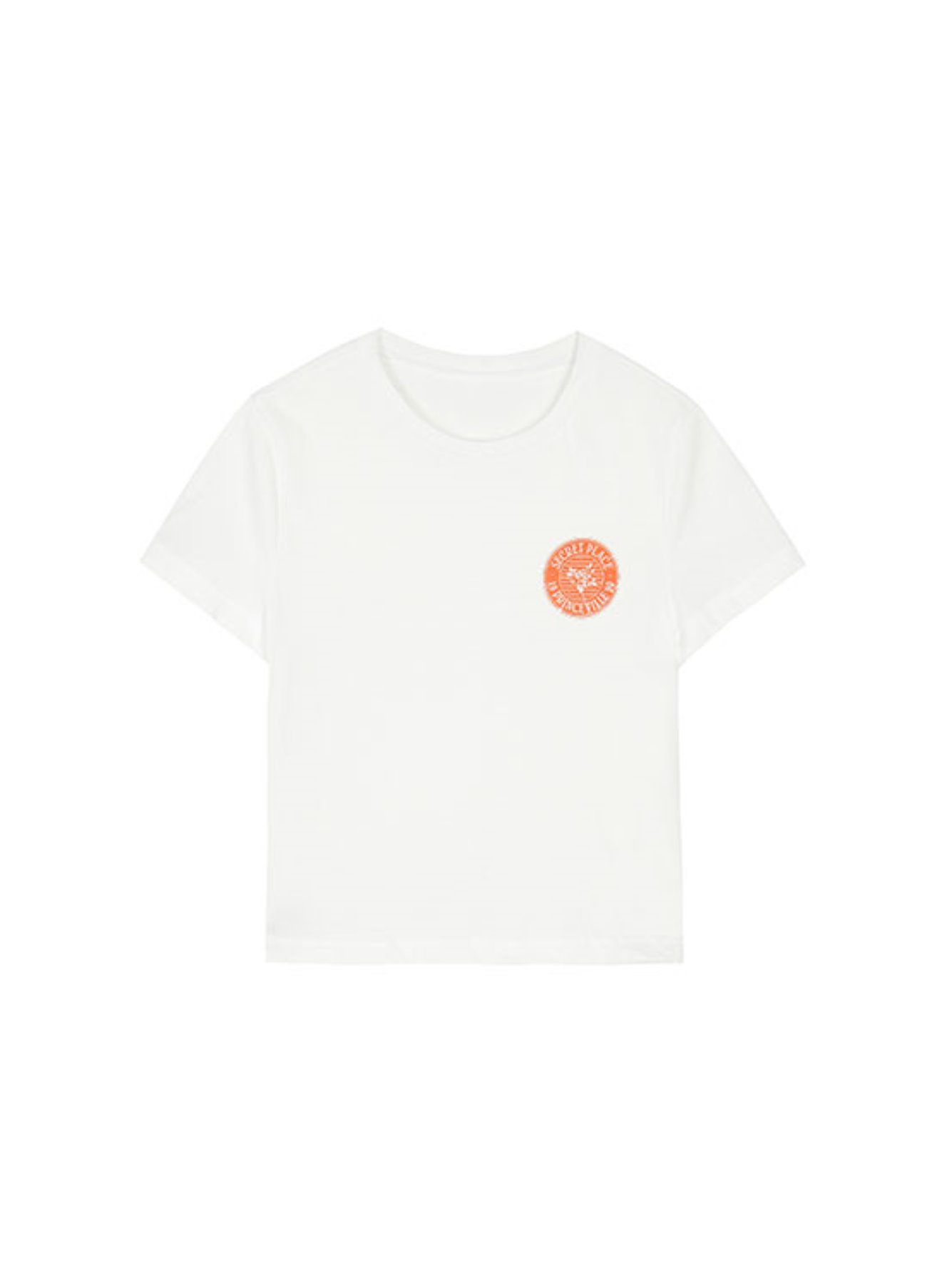 Cropped Mini Print T-shirt in O/White VW2ME123-02