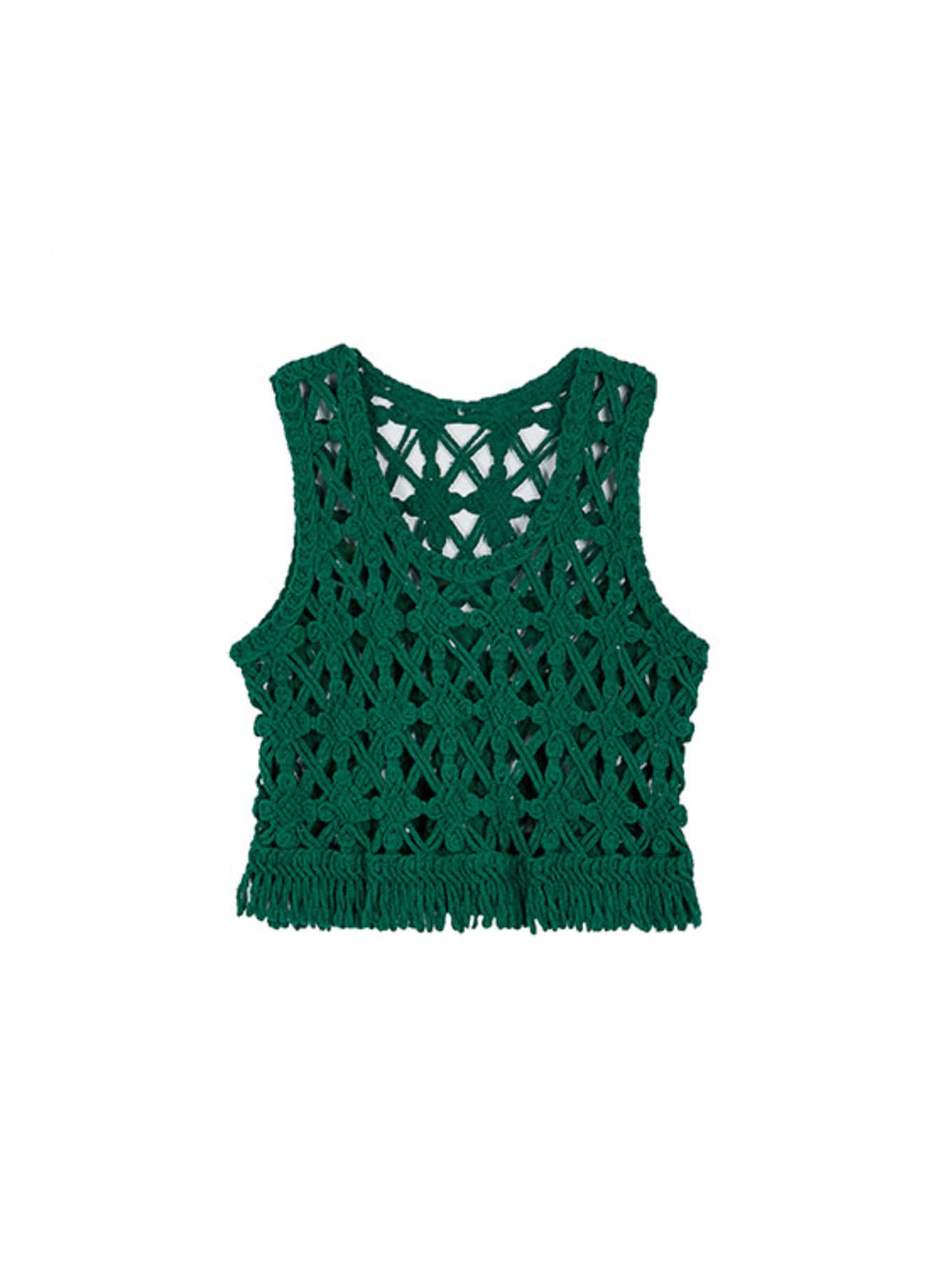 Fringe knit Vest in Green VK2MV145-32