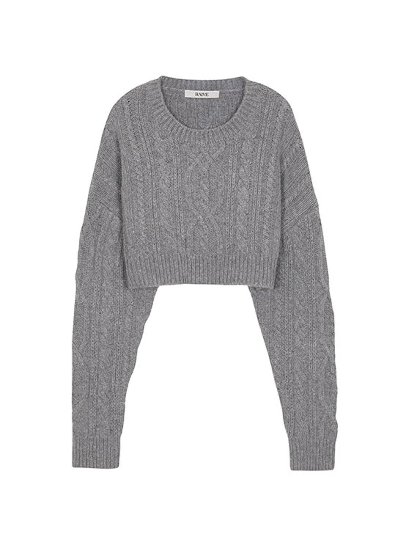 Cropped Cable Knit in Grey VK2AP363-12