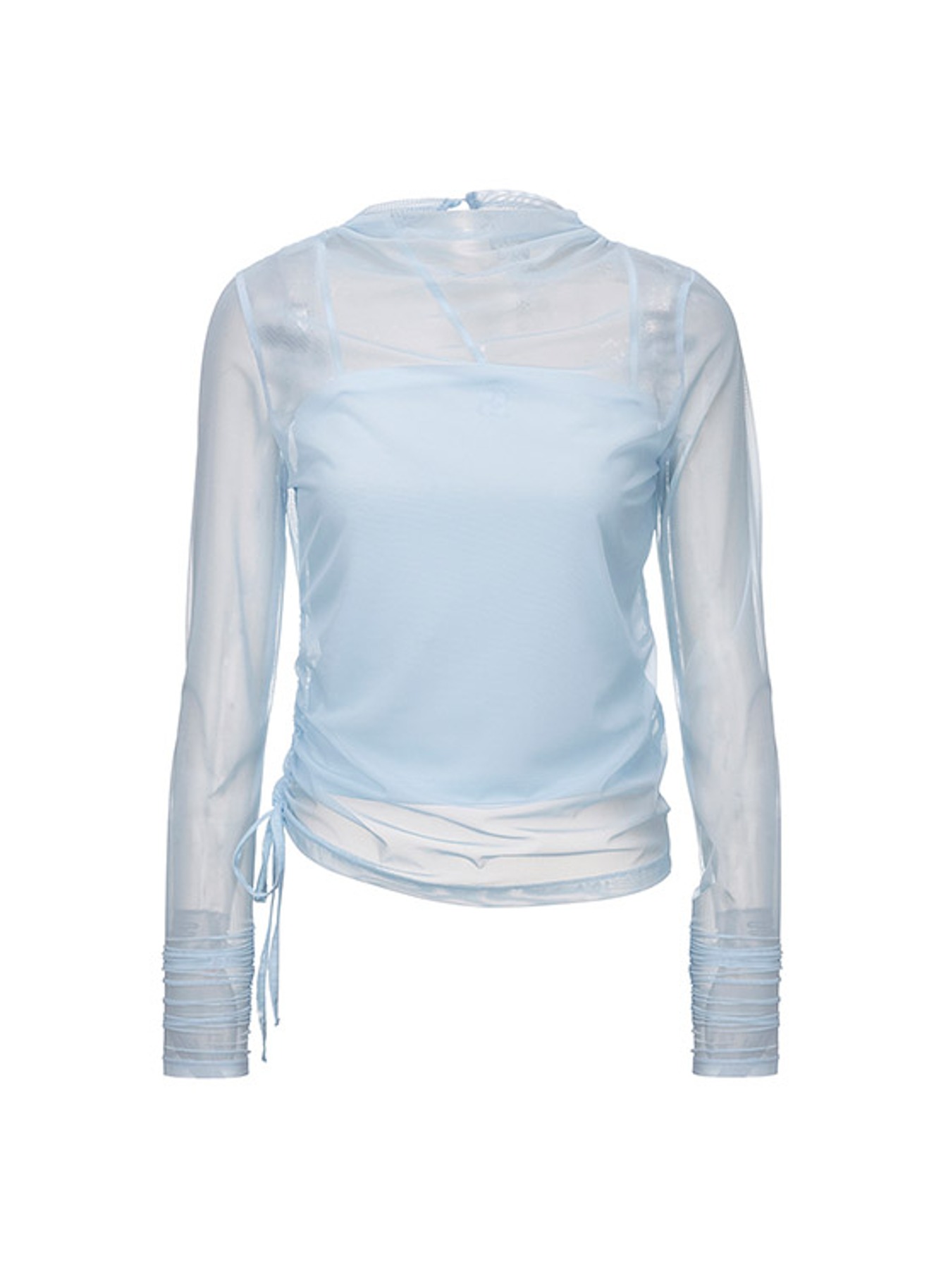 [3/15 예약배송] Side Shirring Layered Blouse in Blue VW4SE020-22