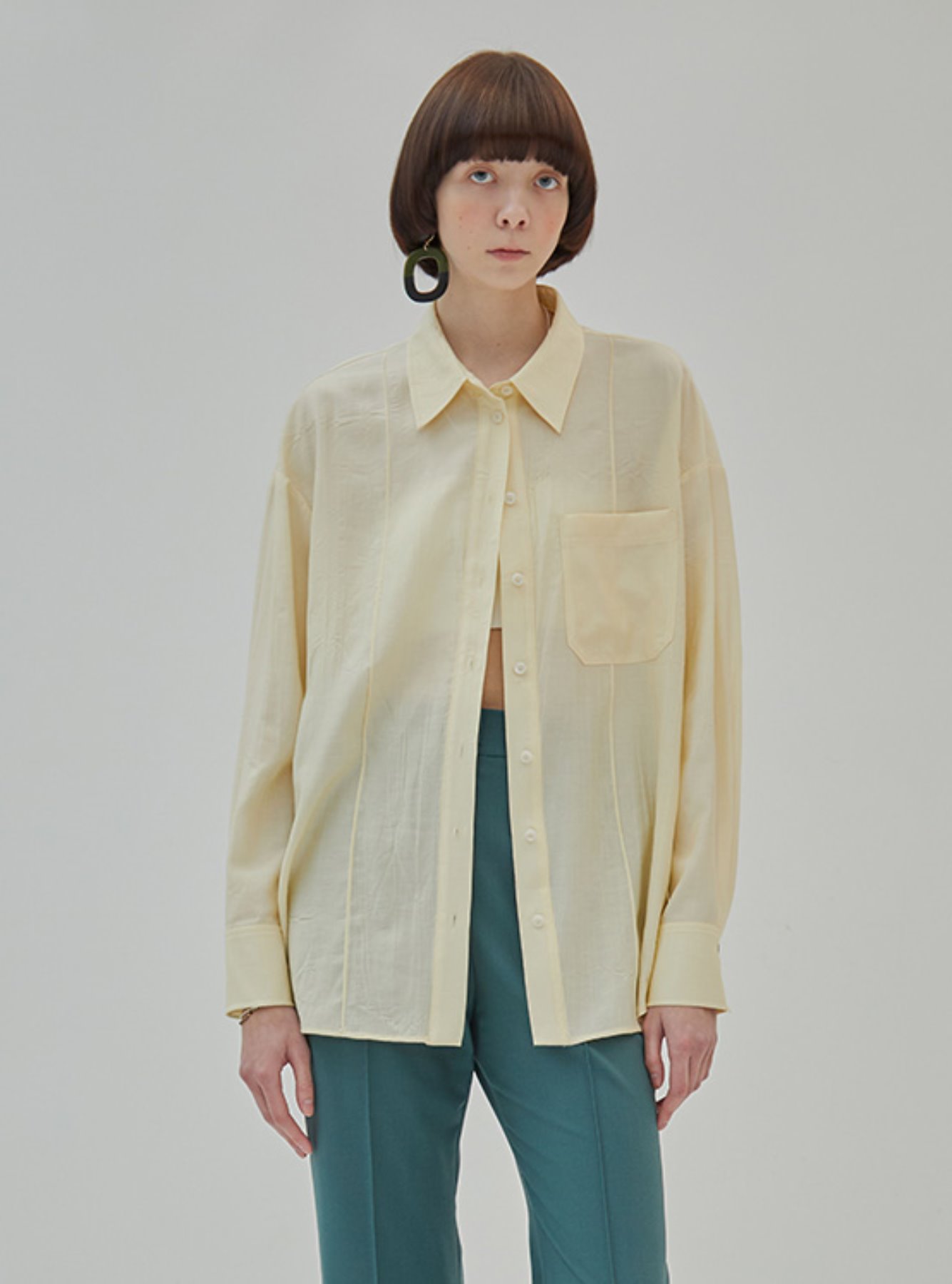 Basic Crinkle Pocket Shirt in Yellow VW2SB151-52