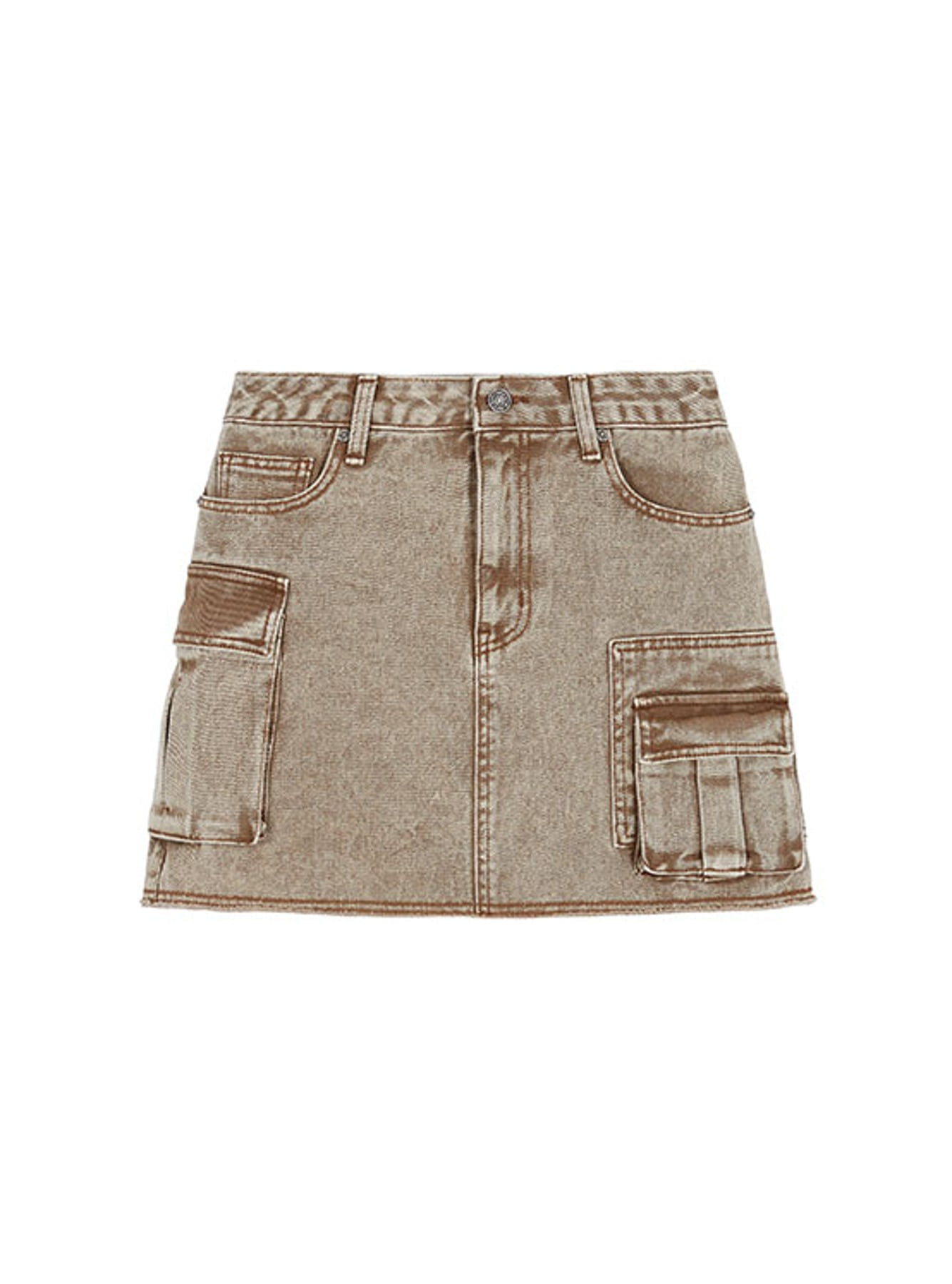 Denim Pocket Mini Skirt in Beige VJ3SS101-91