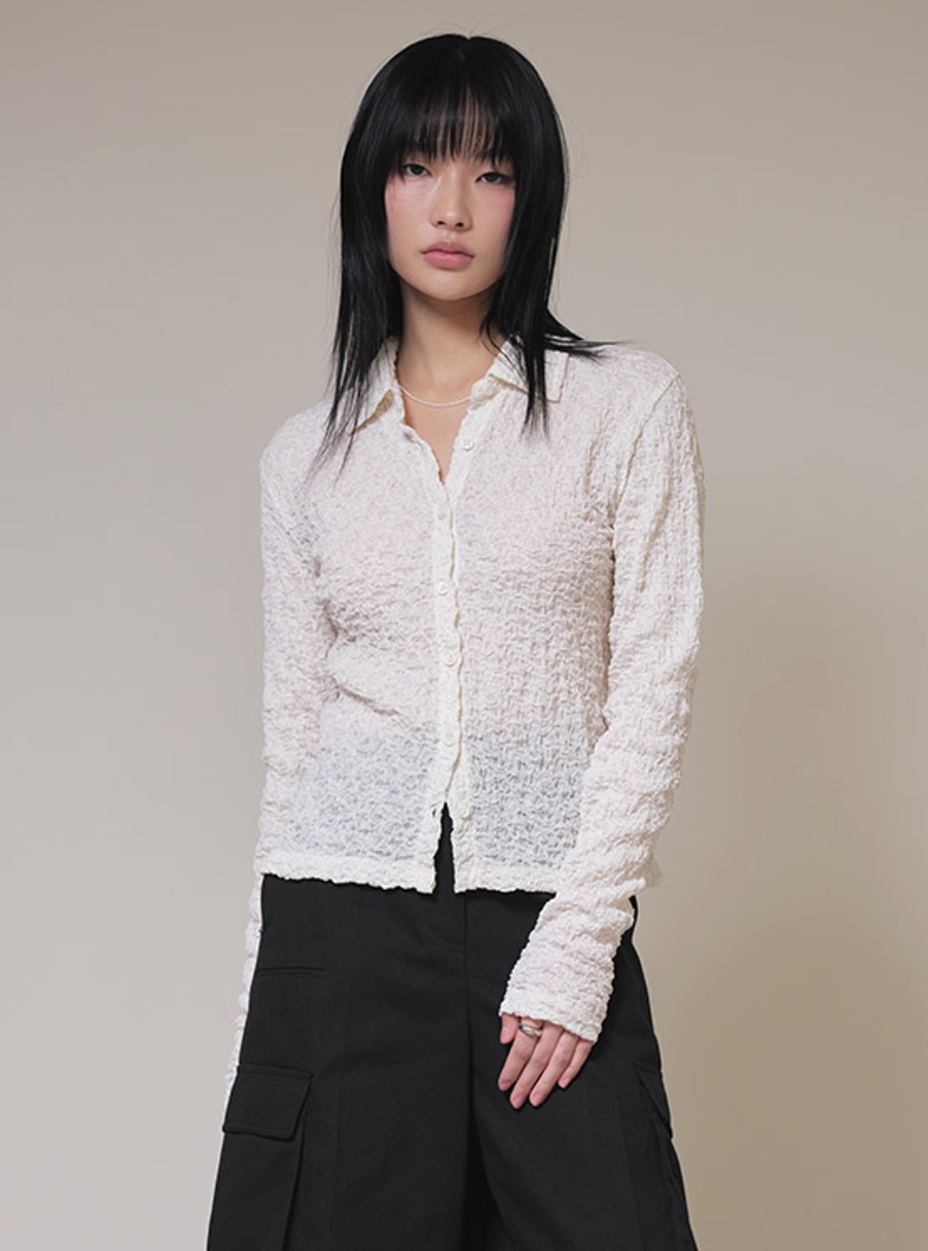 Lace Shirts in Ivory VW4SB093-03